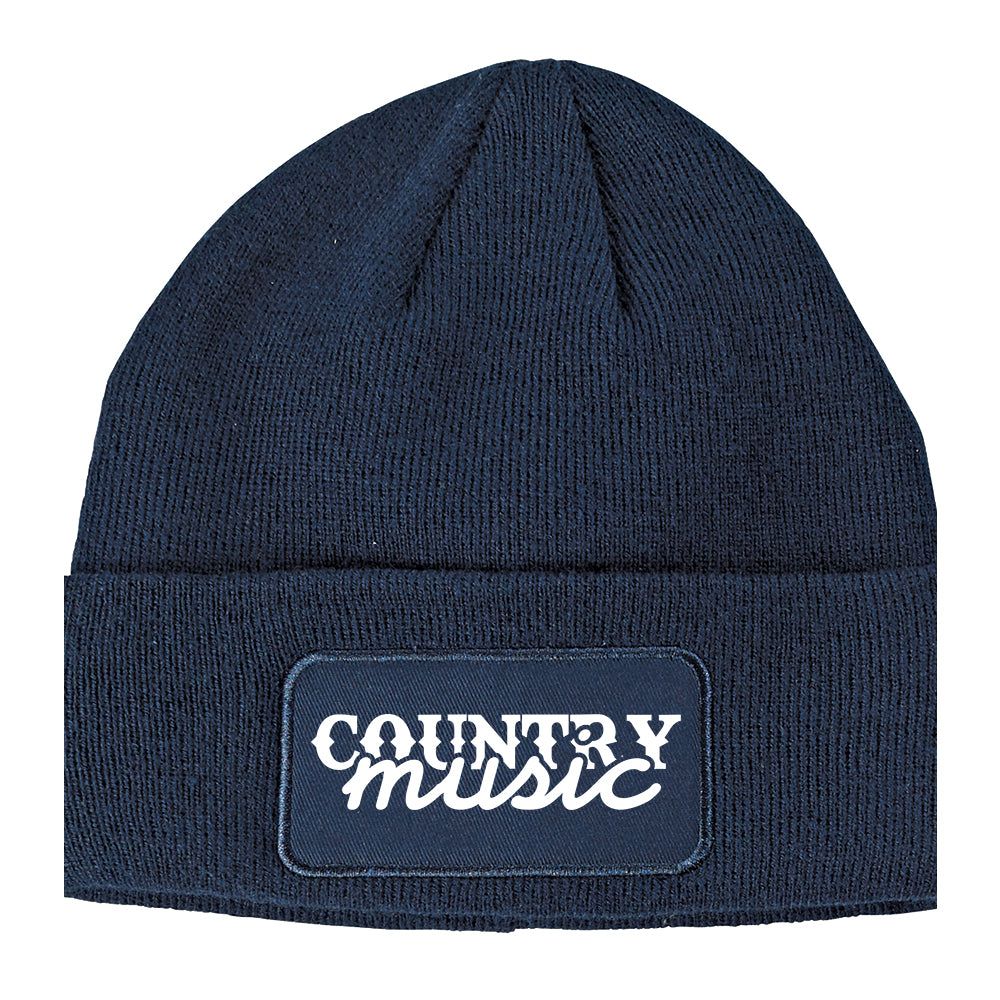 Country Music Winter Knit Adult Beanie Hat Navy Blue