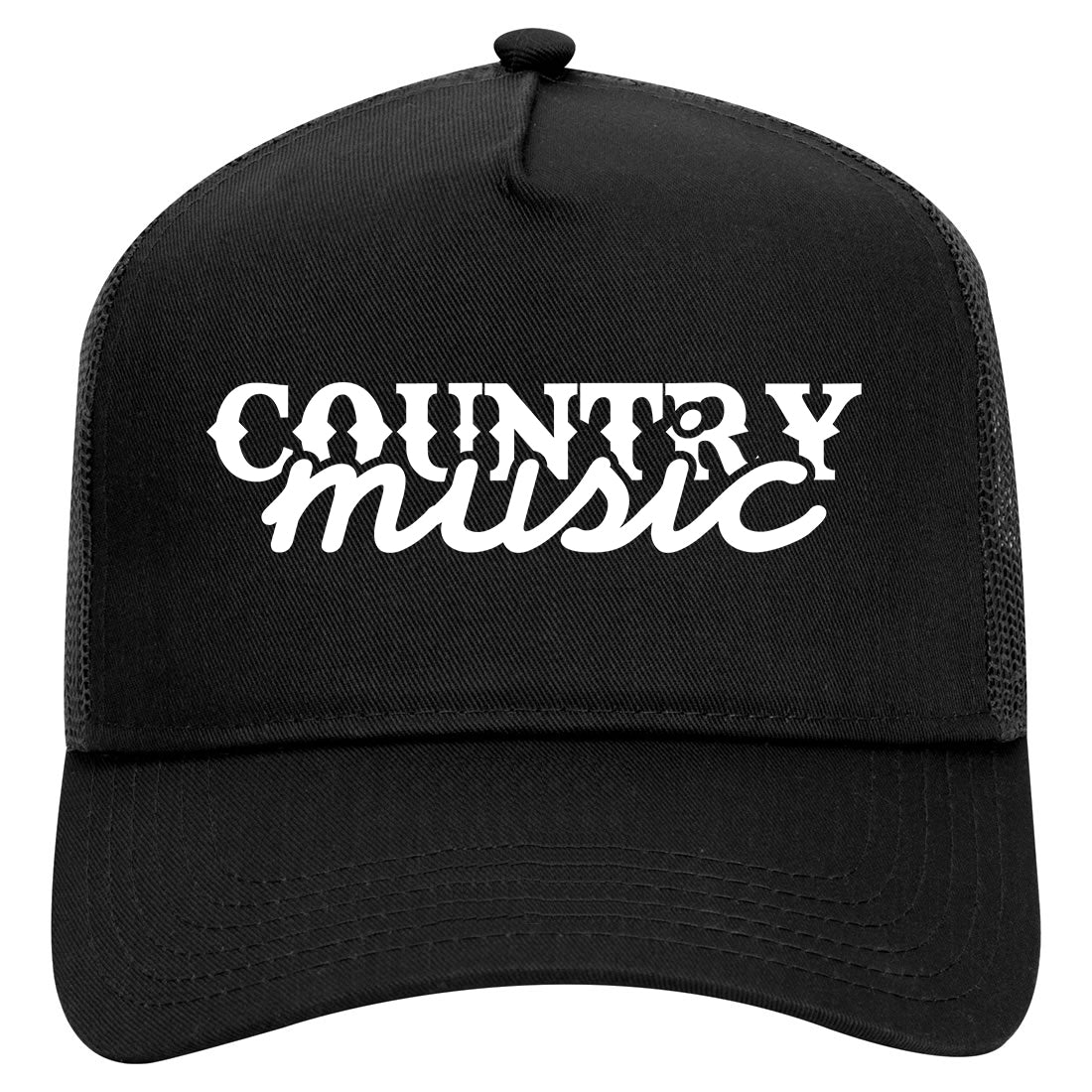Country Music Mens Mesh Trucker Hat Black