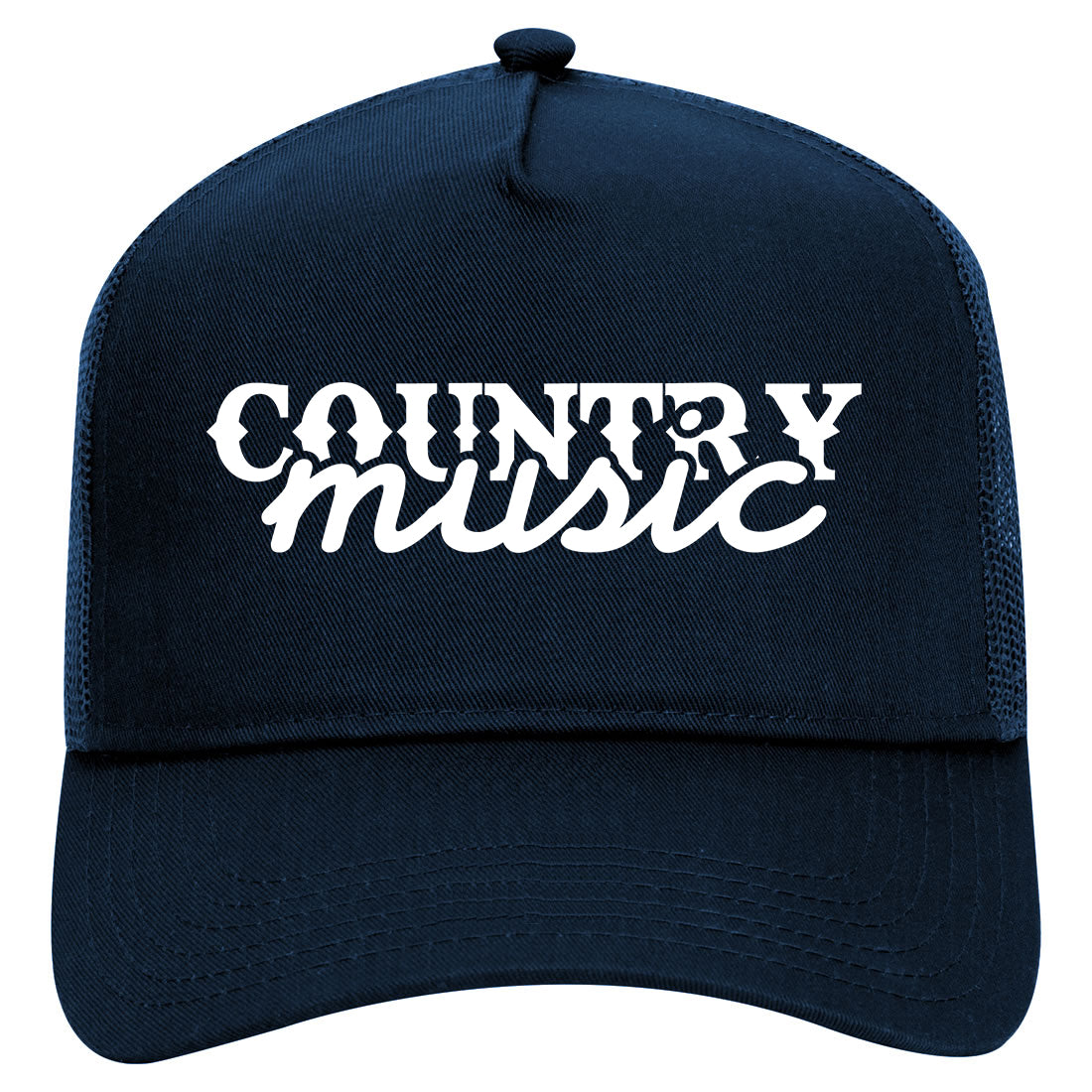Country Music Mens Mesh Trucker Hat Navy Blue