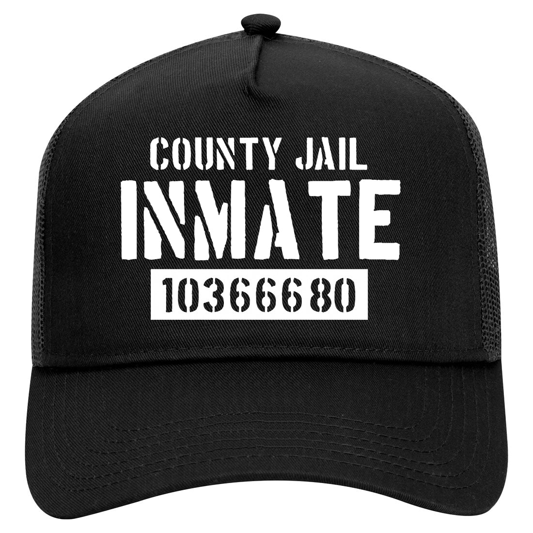 County Jail Inmate 666 Halloween Costume Mens Mesh Trucker Hat Black