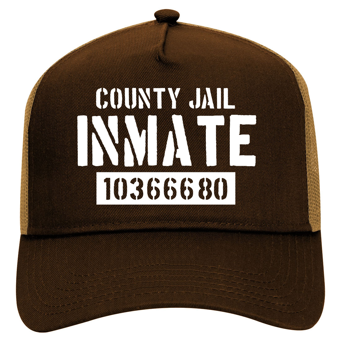 County Jail Inmate 666 Halloween Costume Mens Mesh Trucker Hat Brown