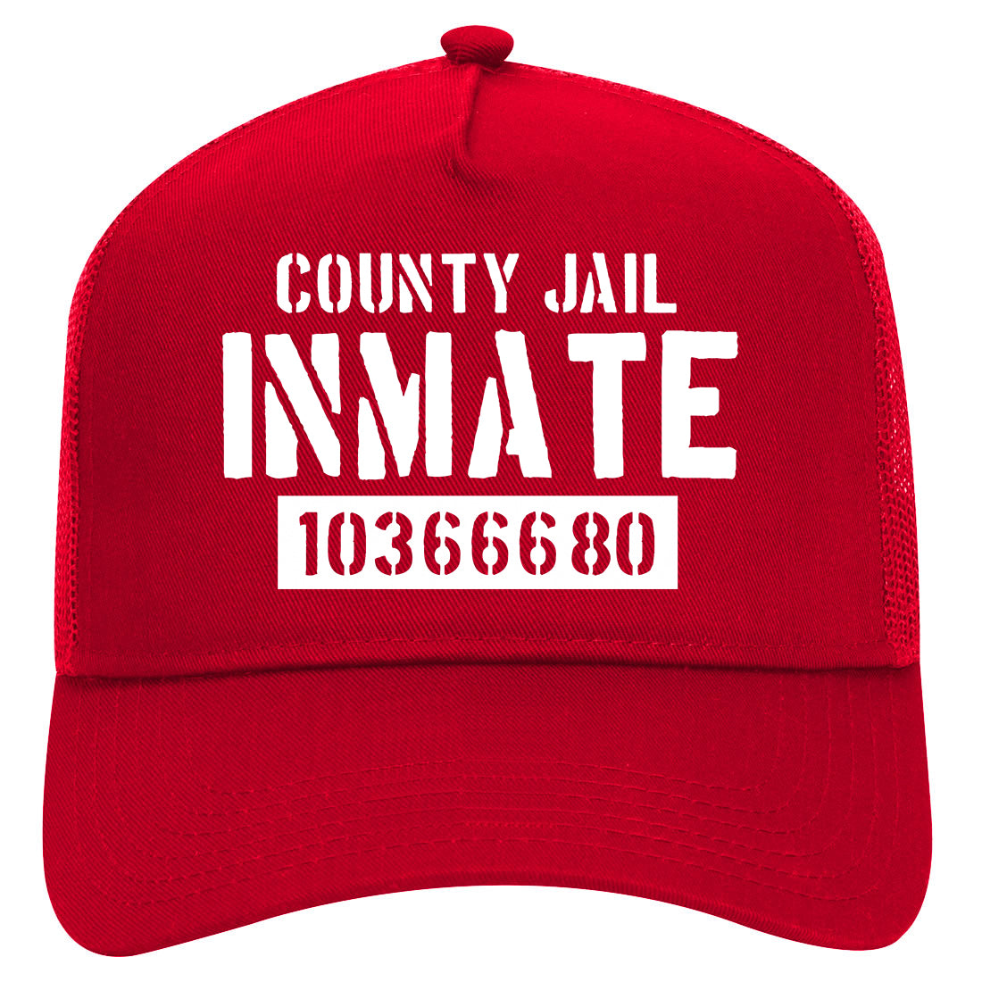 County Jail Inmate 666 Halloween Costume Mens Mesh Trucker Hat Red