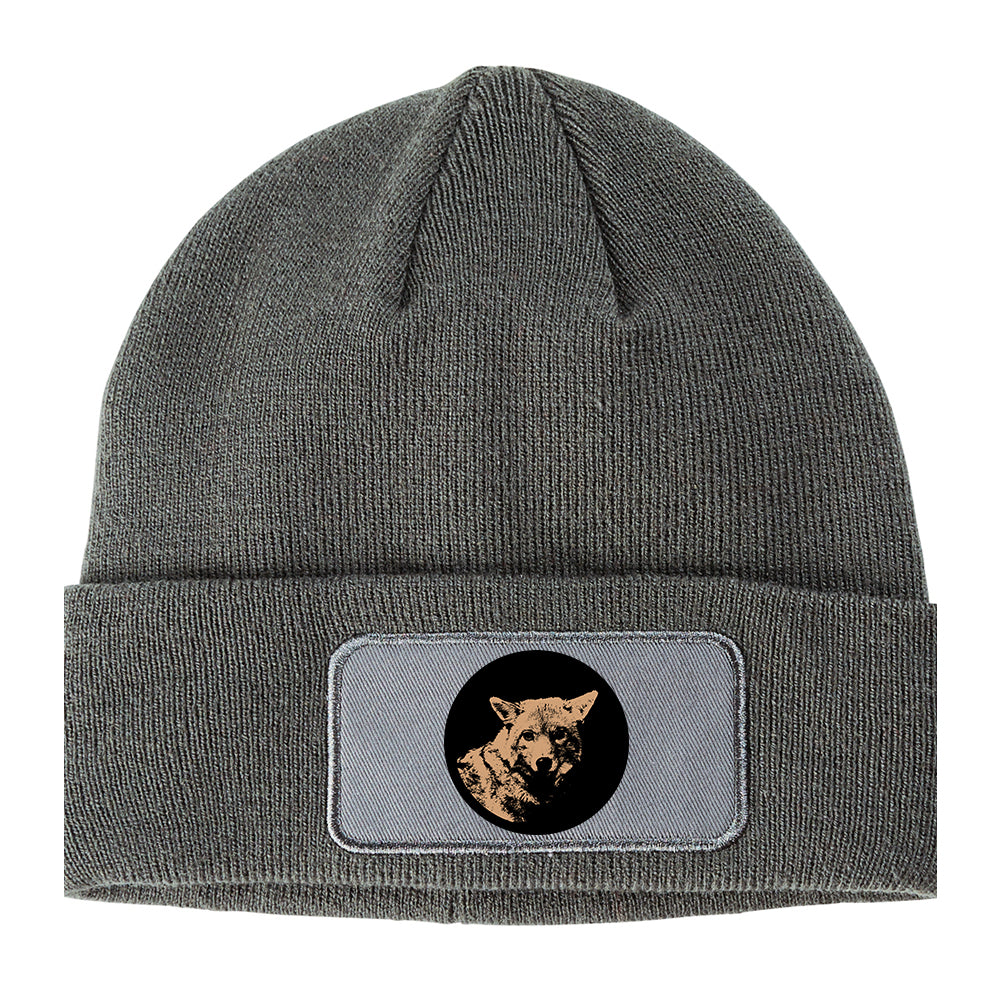 Coyote Animal Winter Knit Adult Beanie Hat Grey