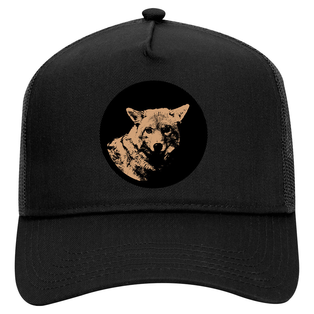 Coyote Animal Mens Mesh Trucker Hat Black