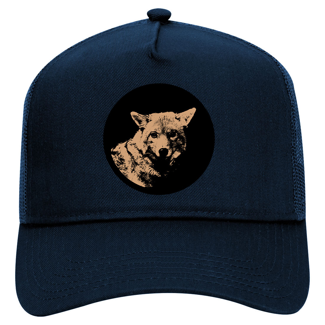 Coyote Animal Mens Mesh Trucker Hat Navy Blue
