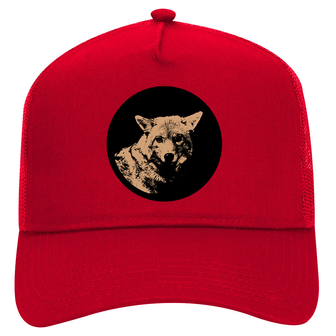 Coyote Animal Mens Mesh Trucker Hat Red