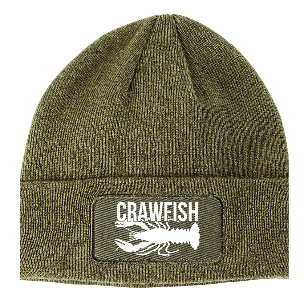 Crawfish Season Winter Knit Adult Beanie Hat Olive Green