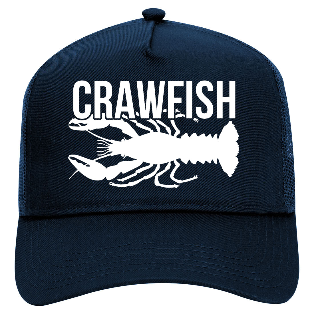 Crawfish Season Mens Mesh Trucker Hat Navy Blue