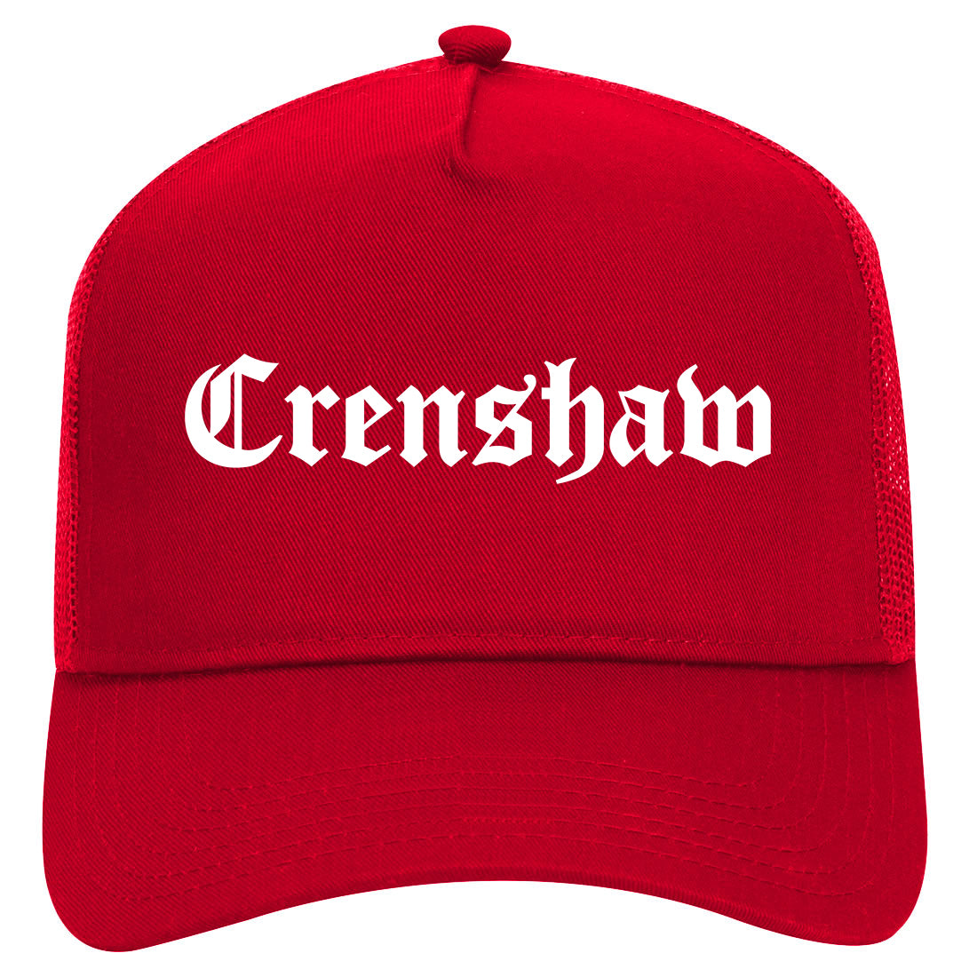 Crenshaw Old English Los Angeles Mens Mesh Trucker Hat Red