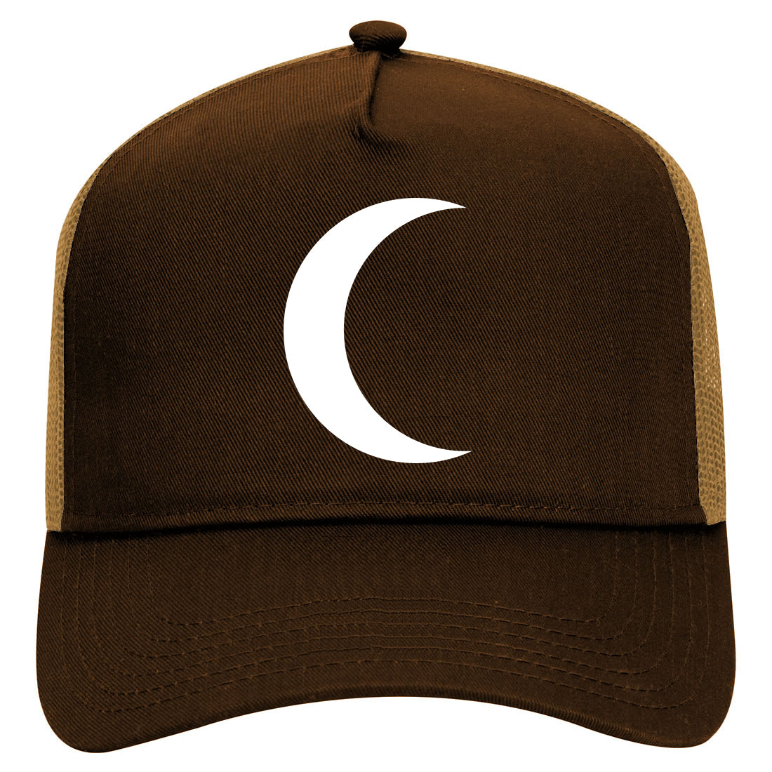 Crescent Moon Mens Mesh Trucker Hat Brown