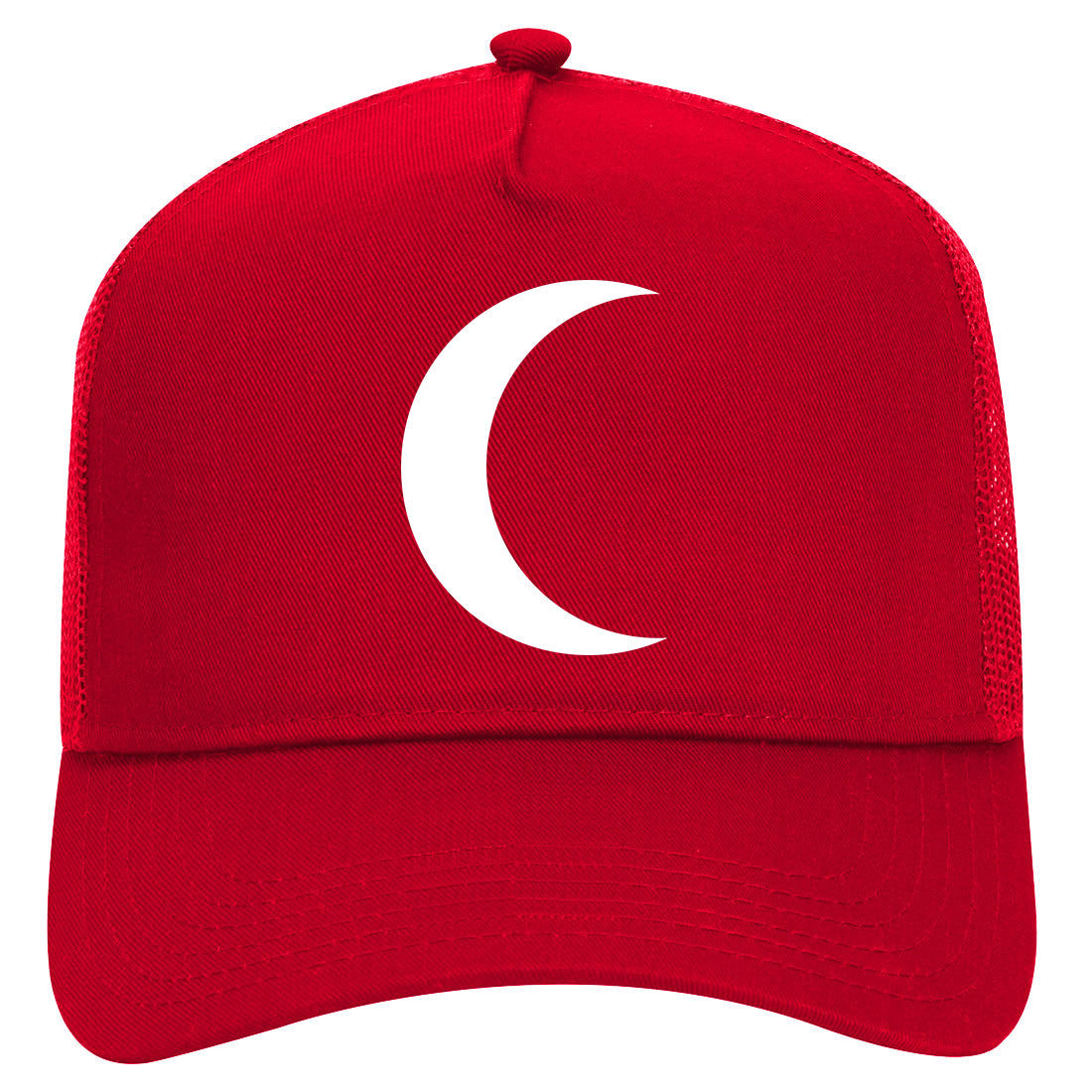Crescent Moon Mens Mesh Trucker Hat Red