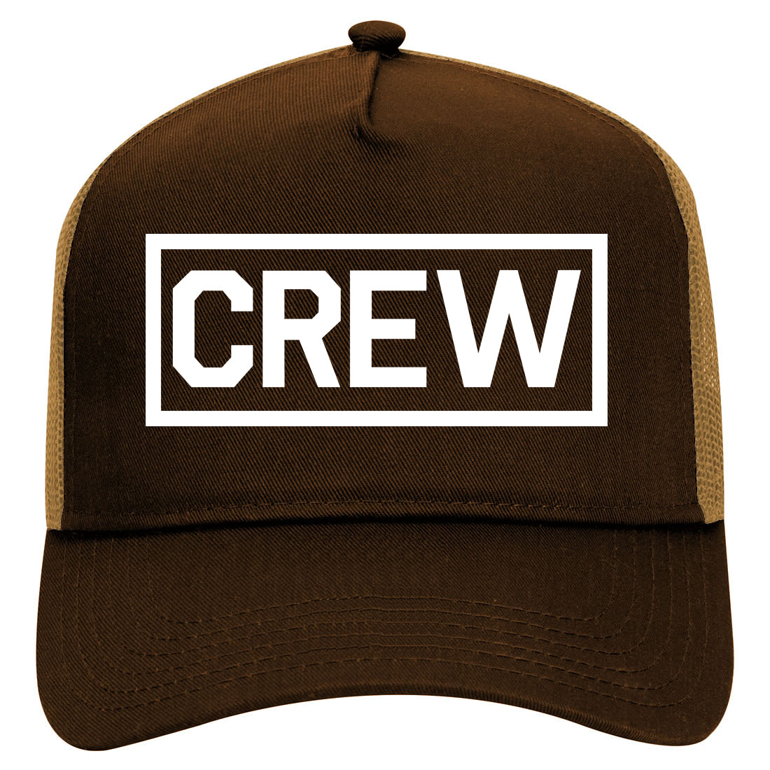 Crew Box Mens Mesh Trucker Hat Brown