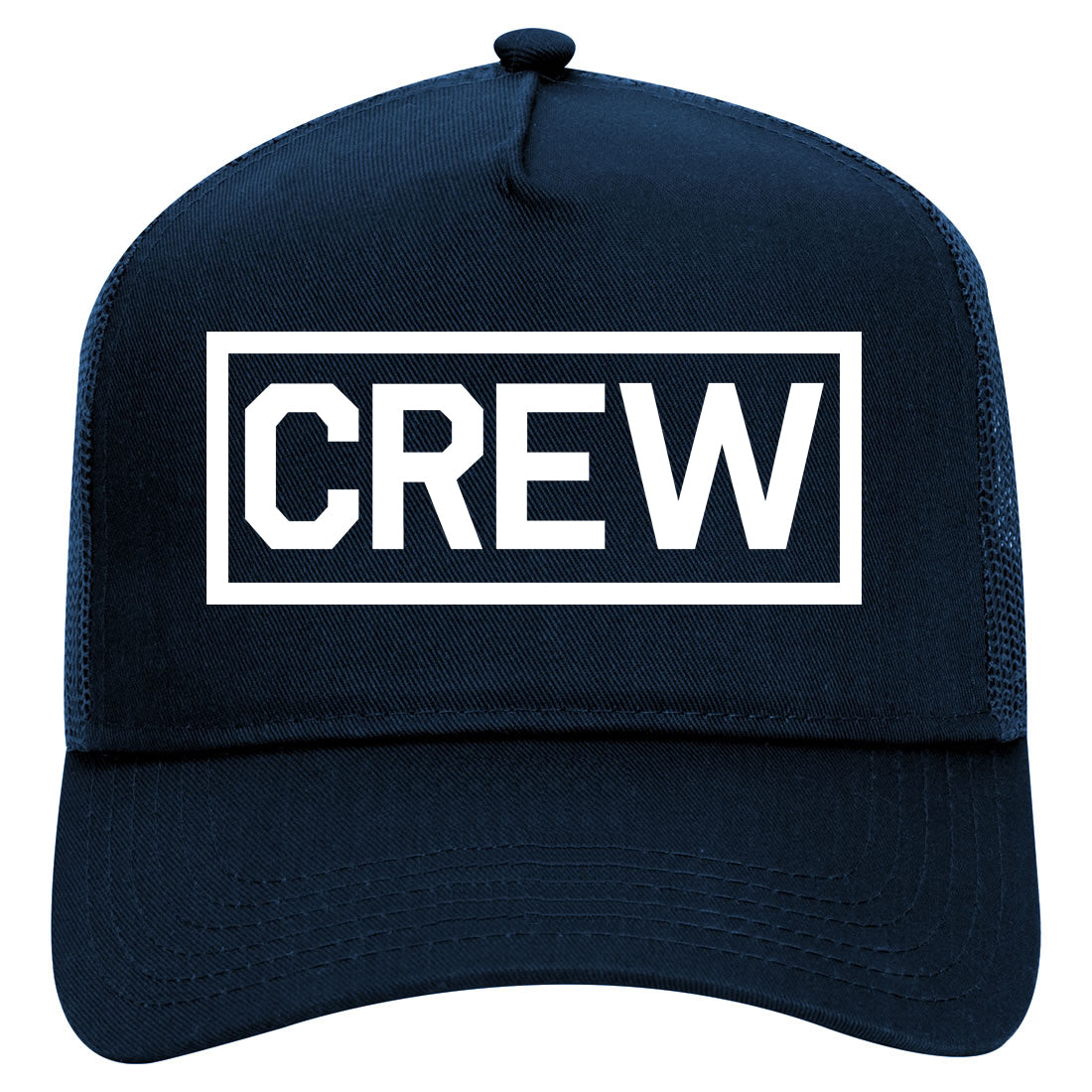 Crew Box Mens Mesh Trucker Hat Navy Blue
