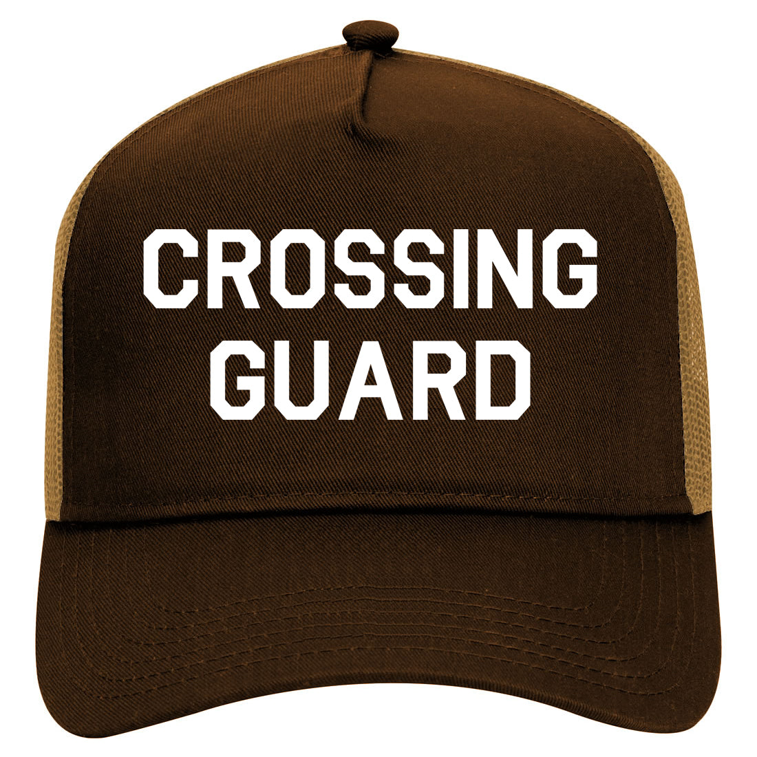 Crossing Guard Mens Mesh Trucker Hat Brown