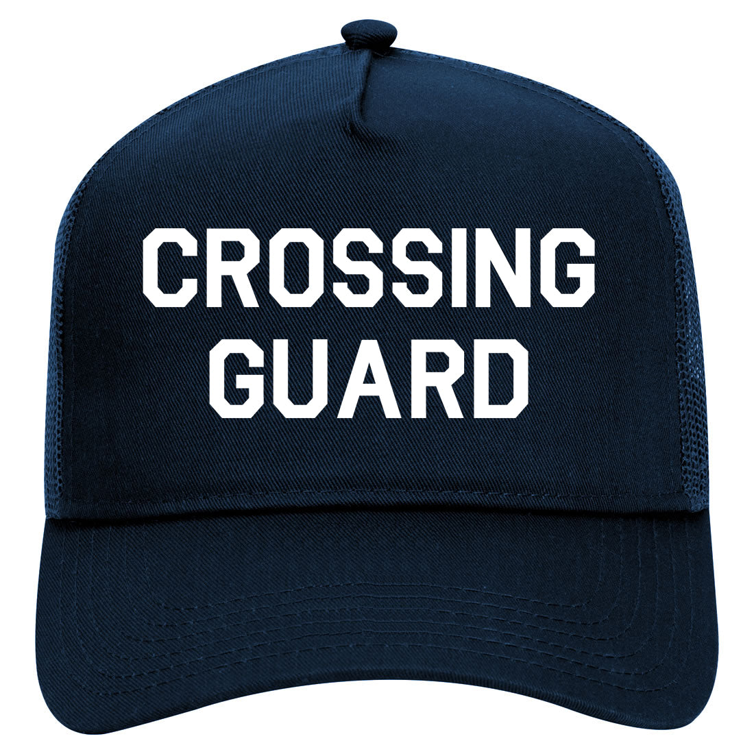 Crossing Guard Mens Mesh Trucker Hat Navy Blue