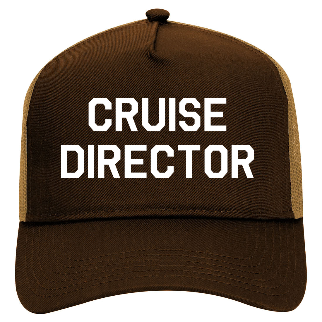 Cruise Director Mens Mesh Trucker Hat Brown