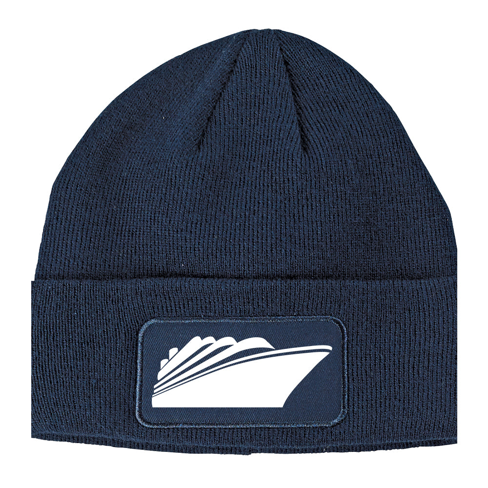Cruise Ship Winter Knit Adult Beanie Hat Navy Blue