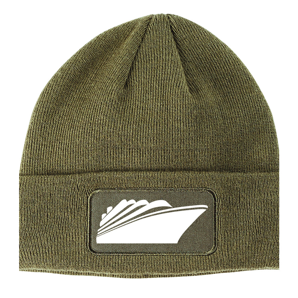 Cruise Ship Winter Knit Adult Beanie Hat Olive Green
