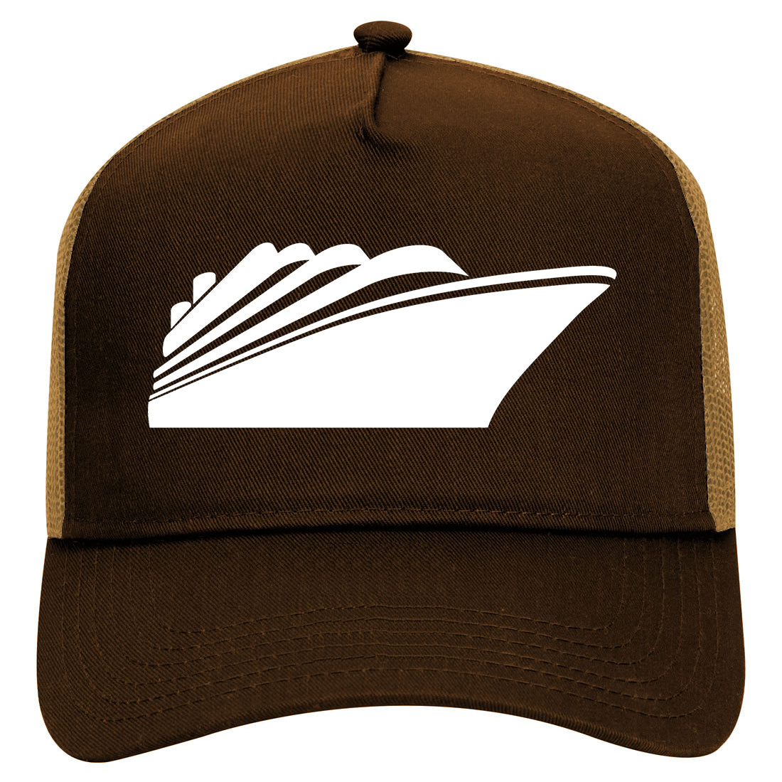 Cruise Ship Mens Mesh Trucker Hat Brown