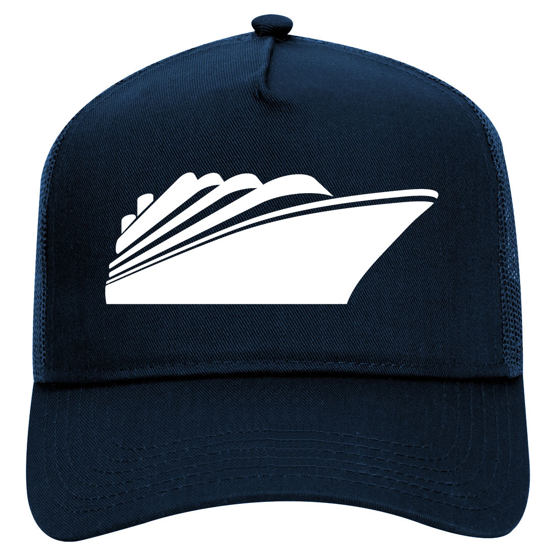 Cruise Ship Mens Mesh Trucker Hat Navy Blue