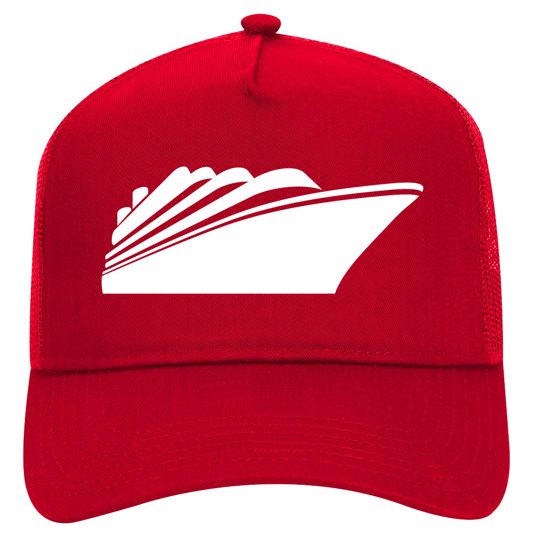Cruise Ship Mens Mesh Trucker Hat Red