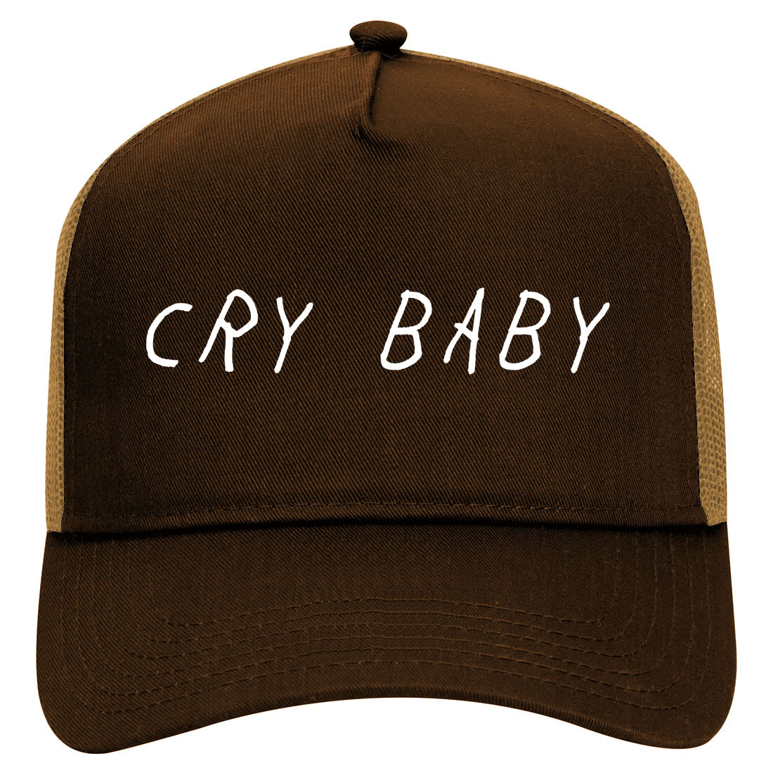 Cry Baby Mens Mesh Trucker Hat Brown