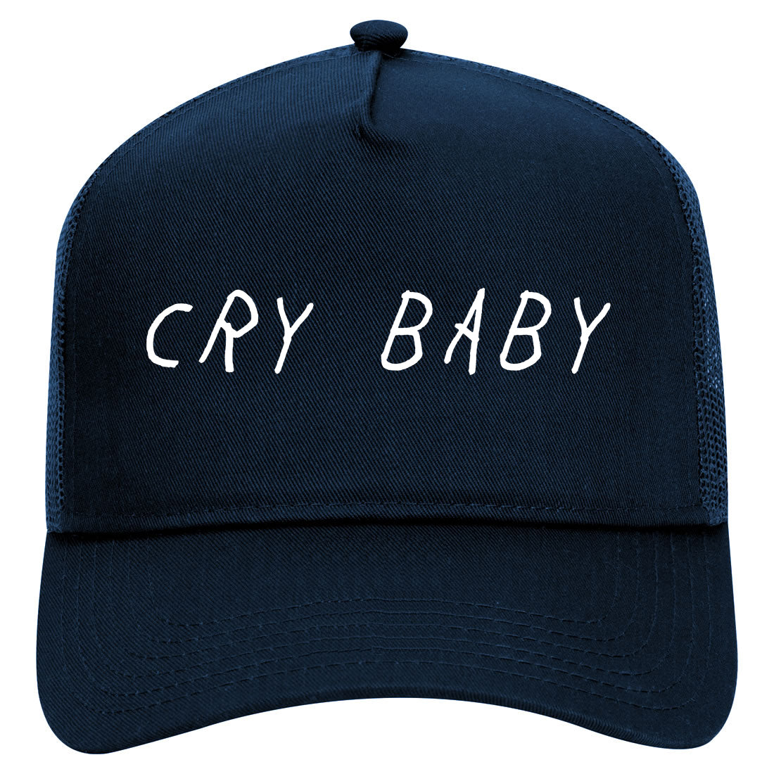 Cry Baby Mens Mesh Trucker Hat Navy Blue