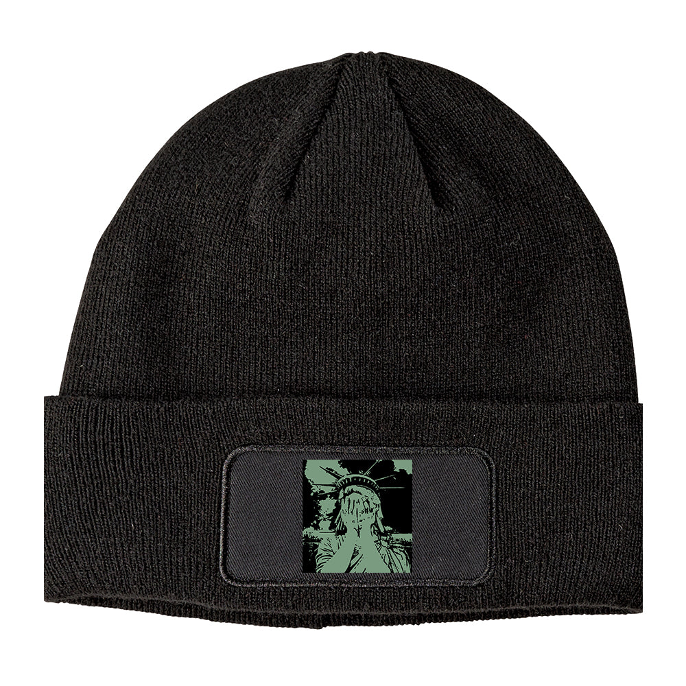 Crying Statue Of Liberty Winter Knit Adult Beanie Hat Black
