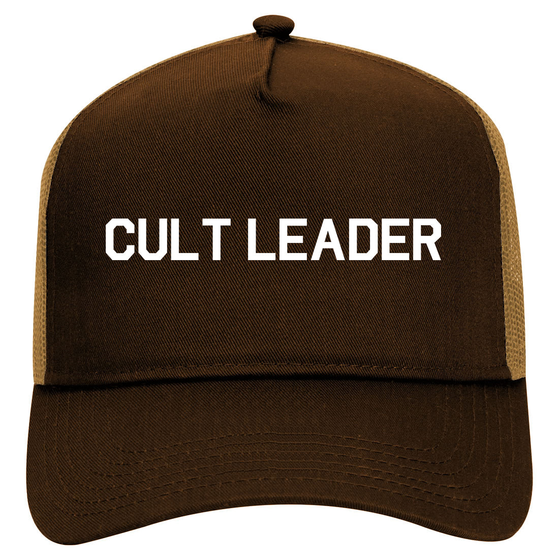 Cult Leader Costume Mens Mesh Trucker Hat Brown