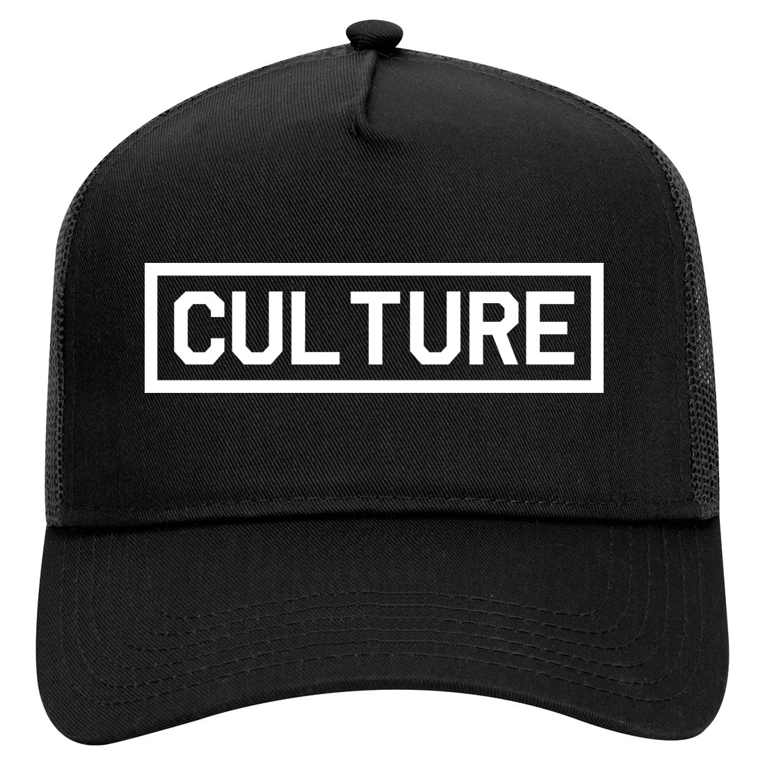 Culture Box Logo Mens Mesh Trucker Hat Black