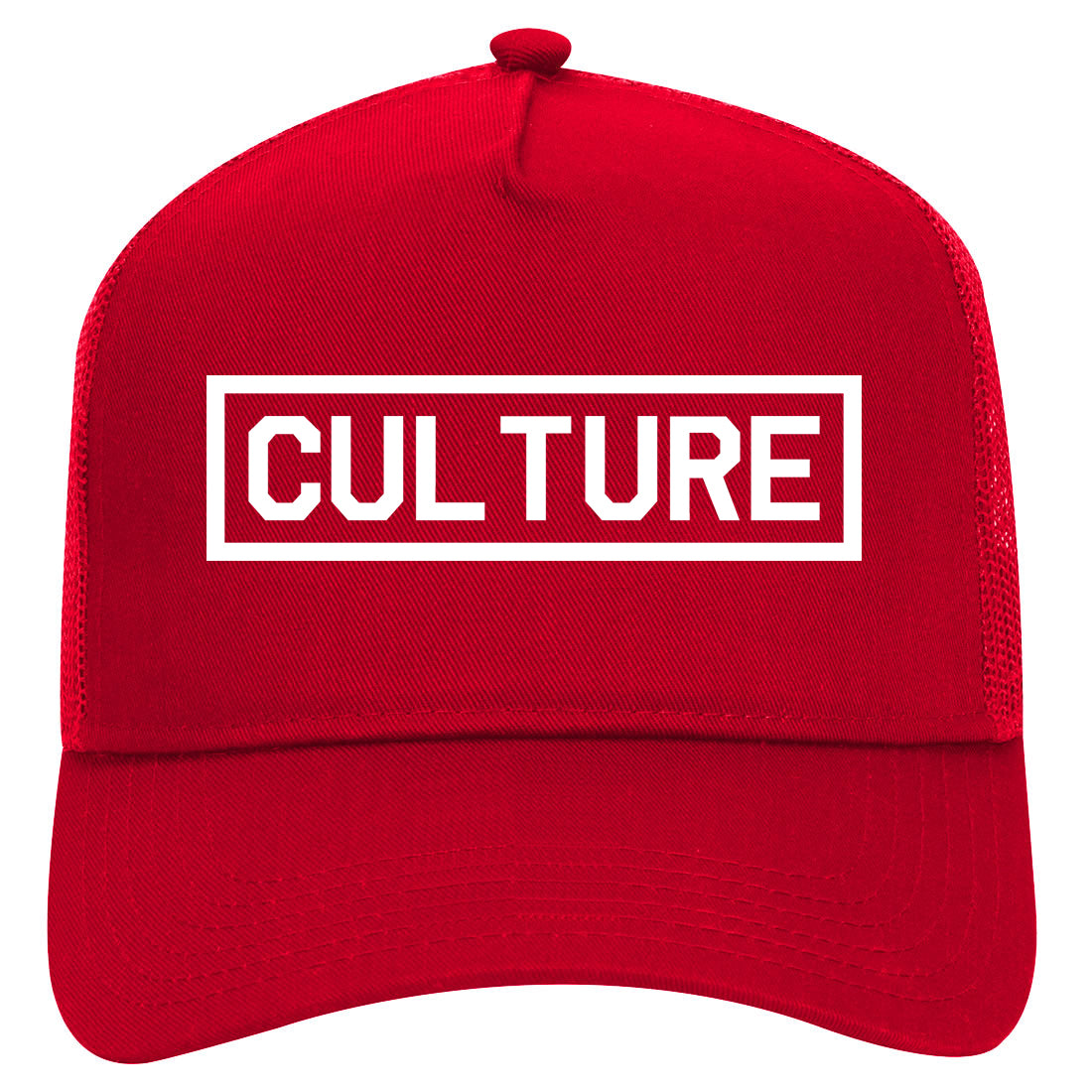 Culture Box Logo Mens Mesh Trucker Hat Red
