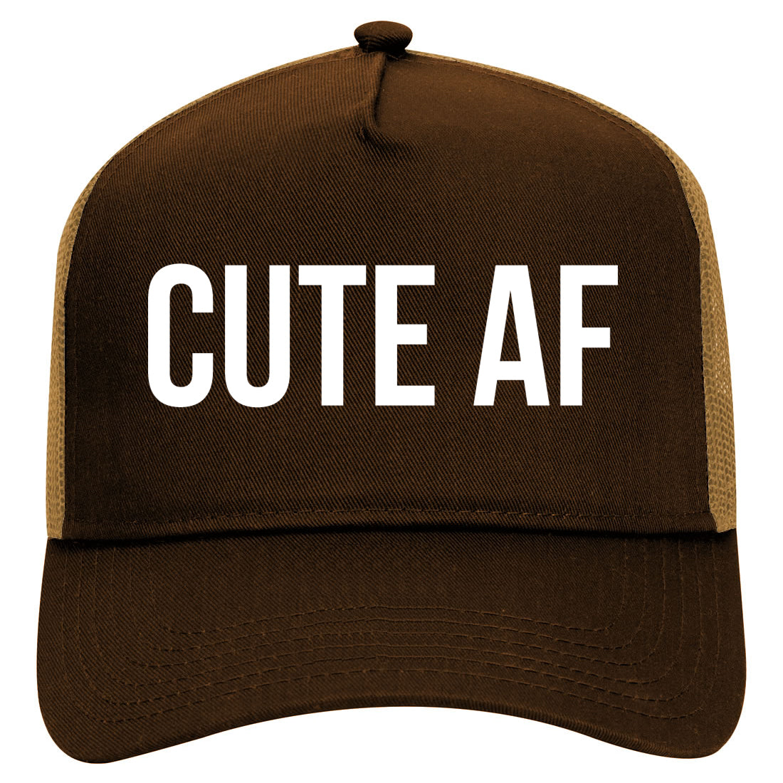 Cute AF Mens Mesh Trucker Hat Brown