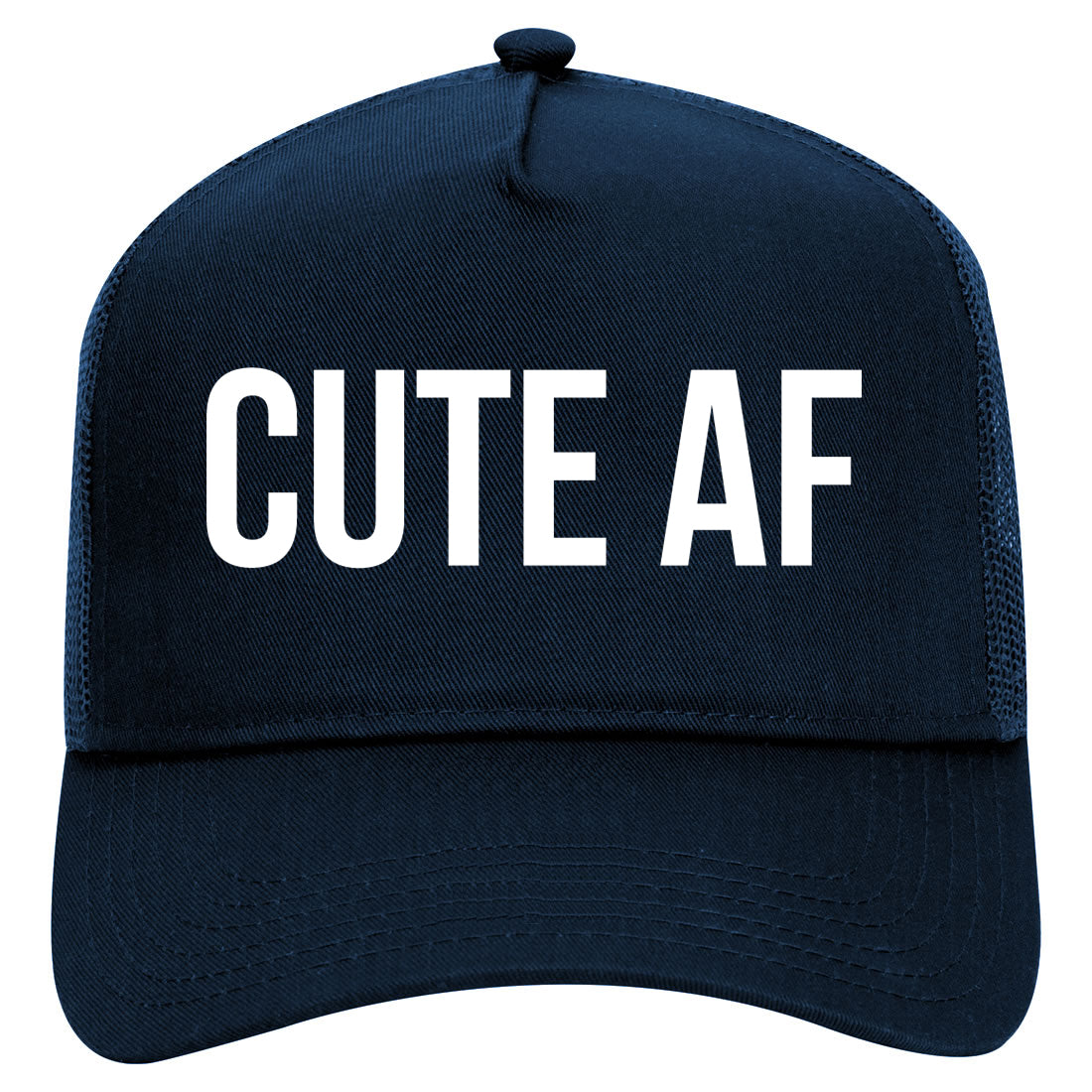 Cute AF Mens Mesh Trucker Hat Navy Blue