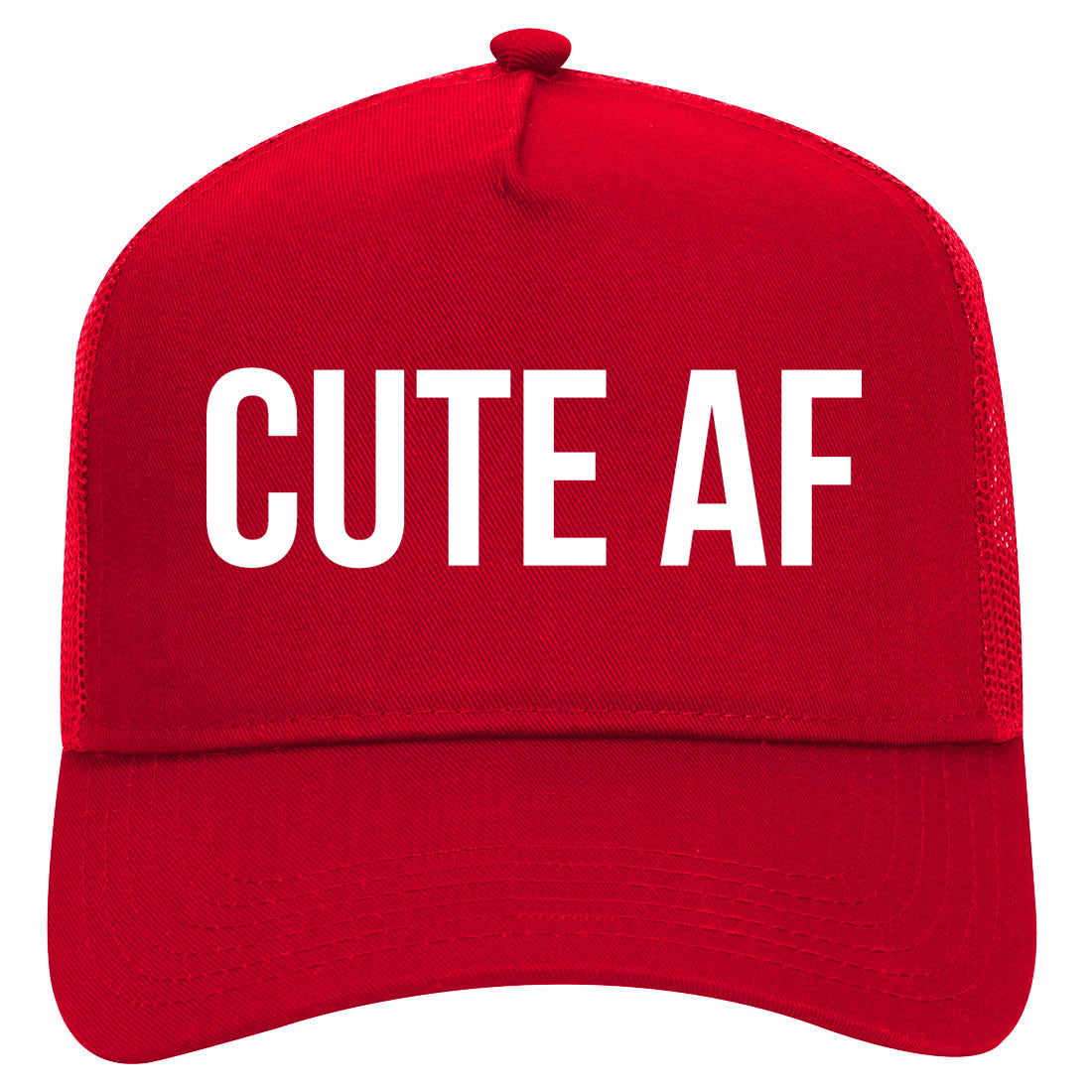 Cute AF Mens Mesh Trucker Hat Red