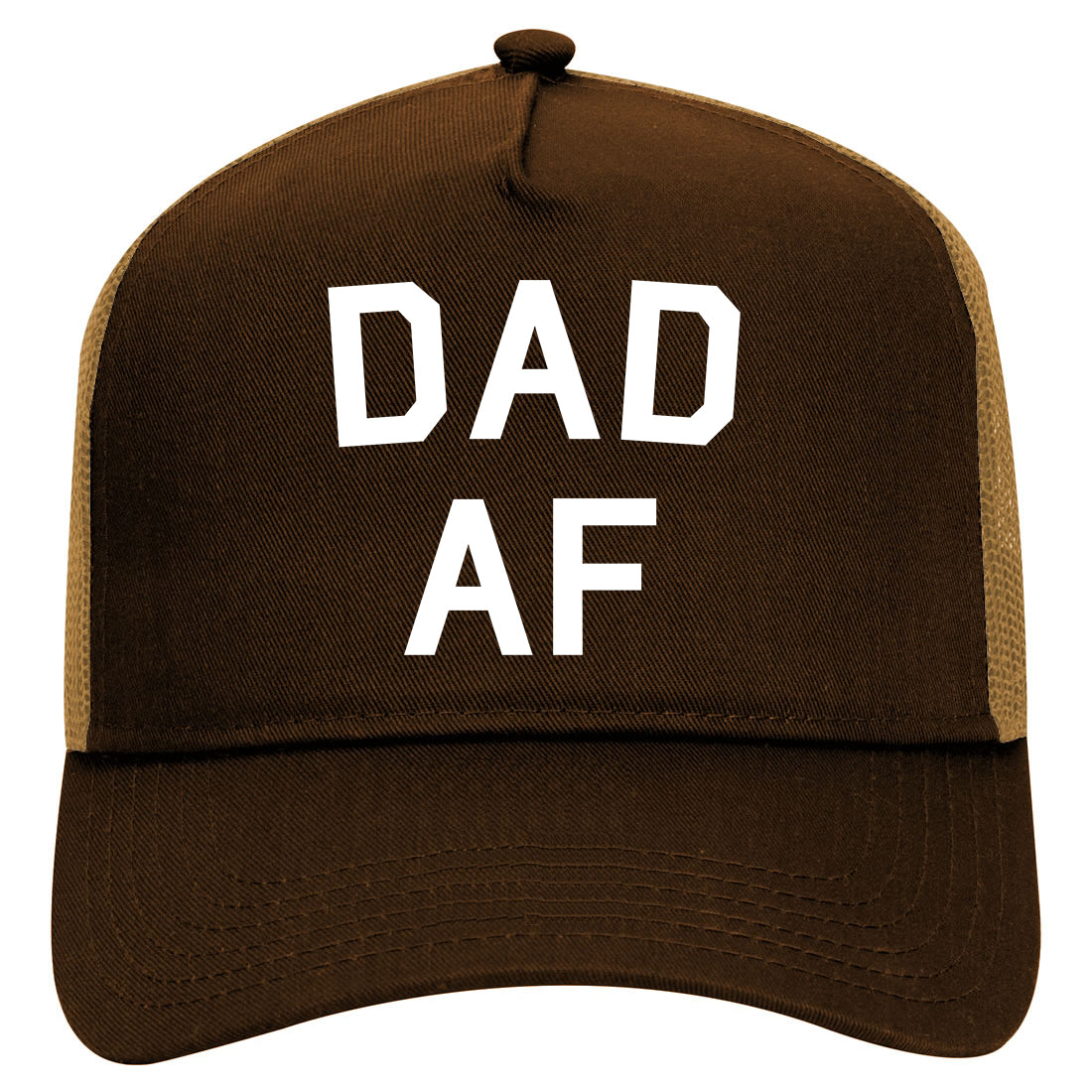 Dad AF New Father Funny Mens Mesh Trucker Hat Brown