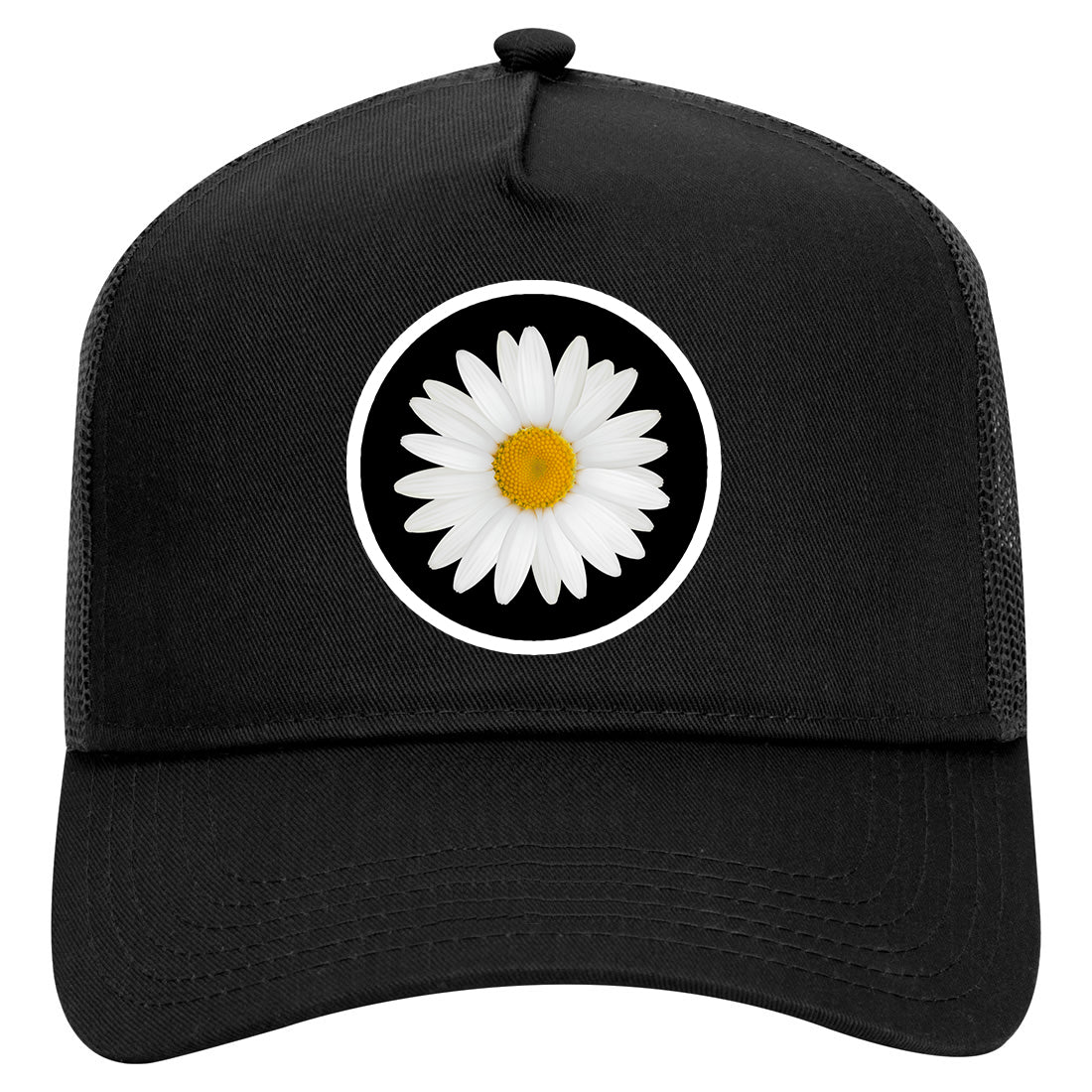 Daisy Flower Mens Mesh Trucker Hat Black