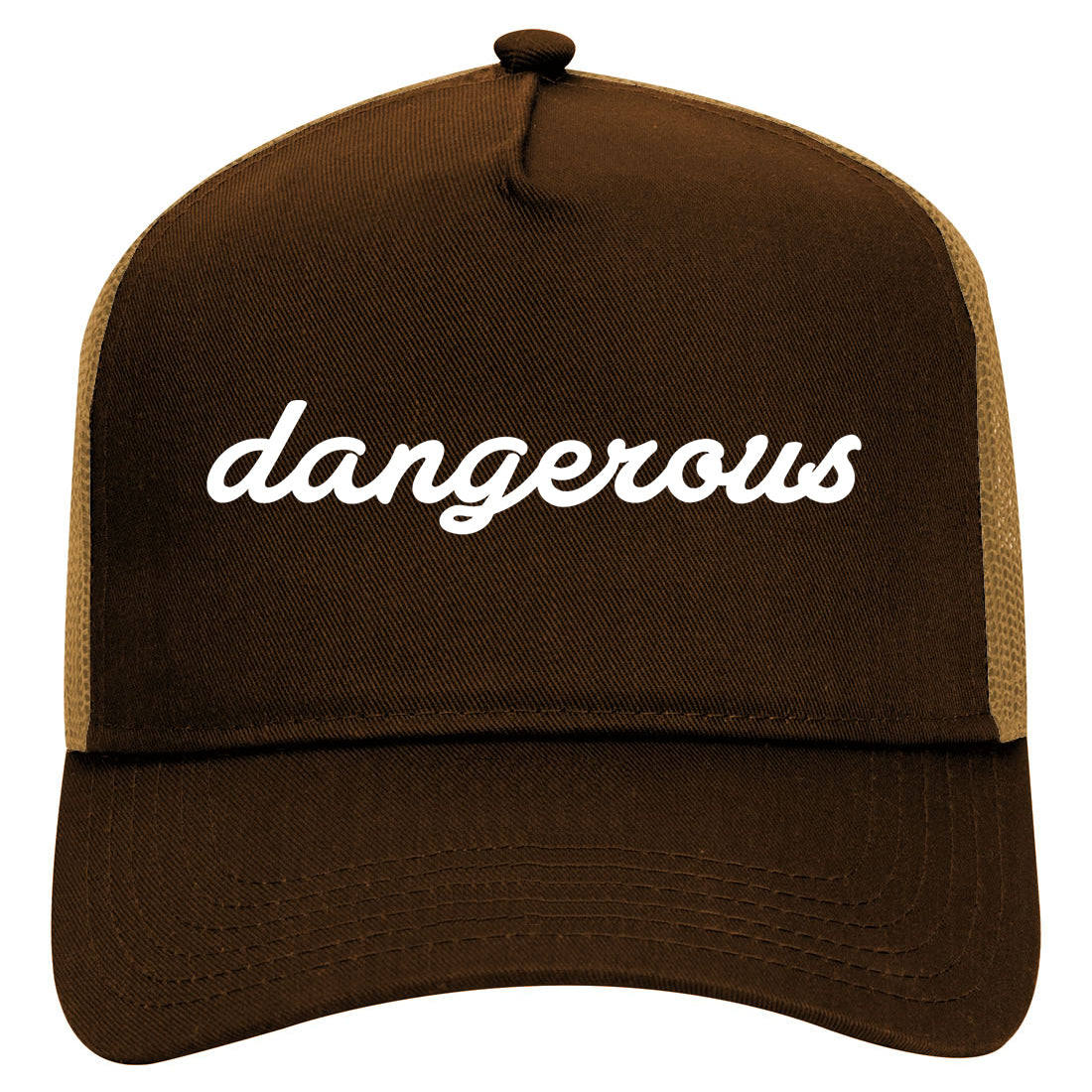 Dangerous Script Mens Mesh Trucker Hat Brown
