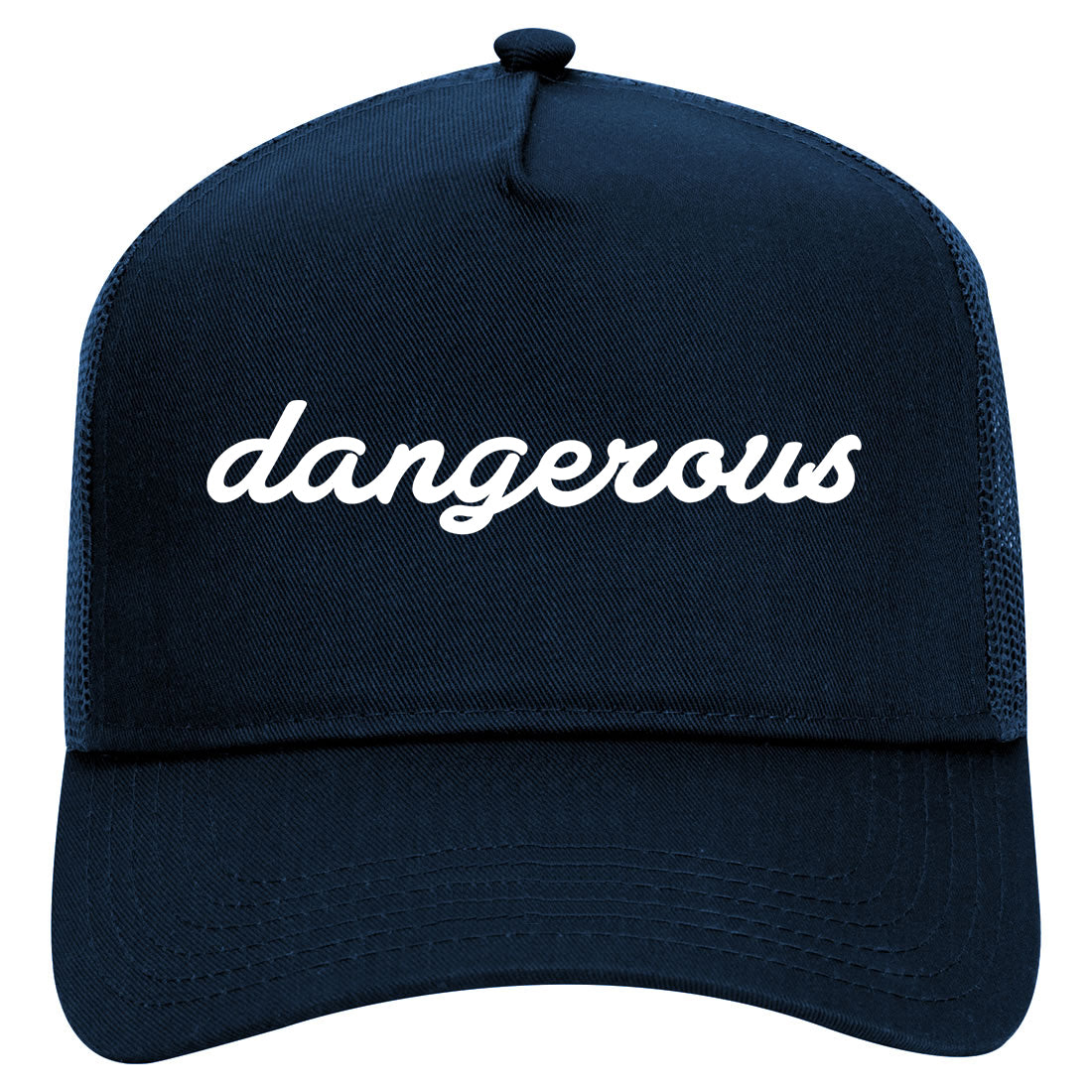 Dangerous Script Mens Mesh Trucker Hat Navy Blue