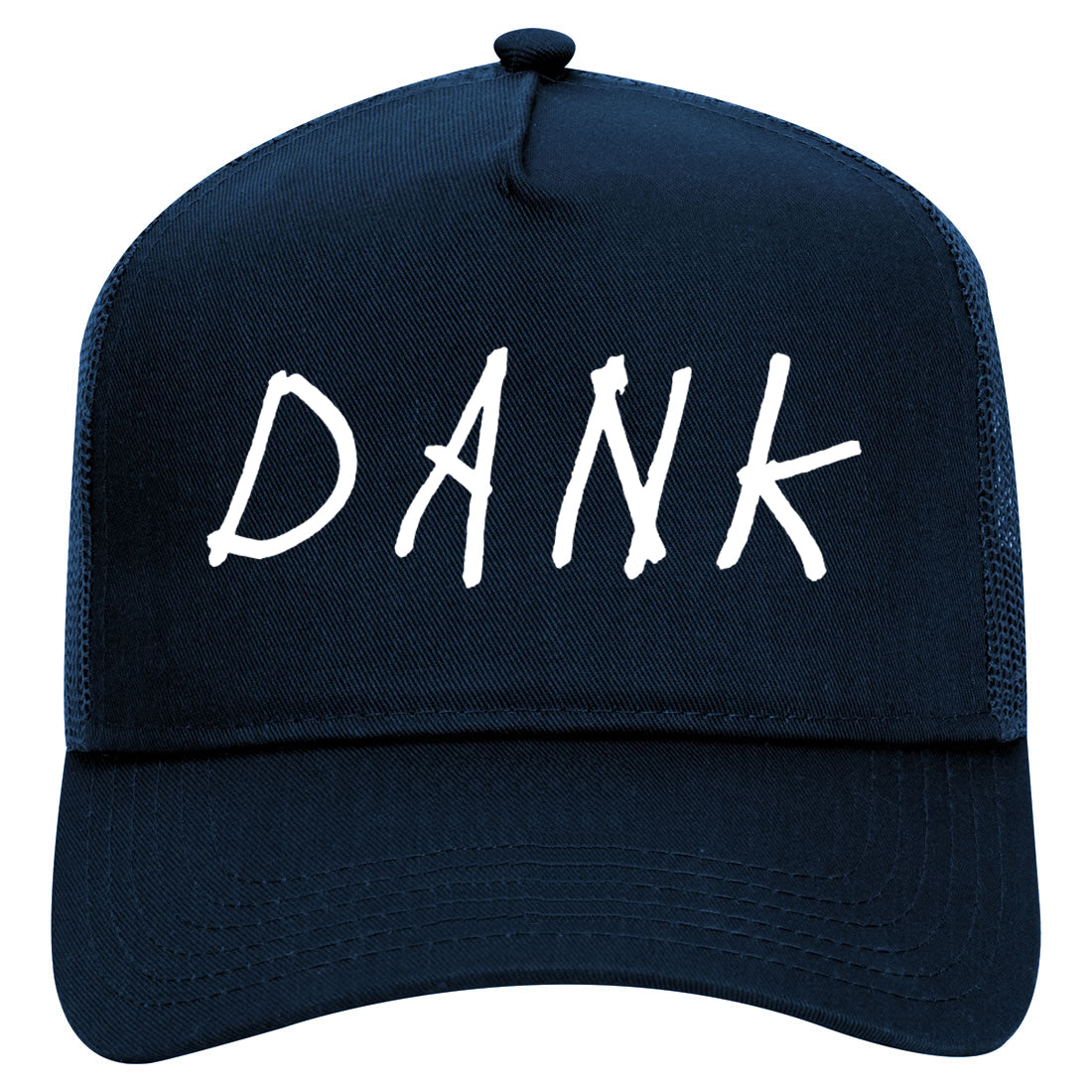 Dank High Mens Mesh Trucker Hat Navy Blue