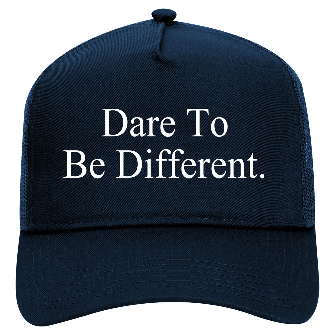 Dare To Be Different Mens Mesh Trucker Hat Navy Blue