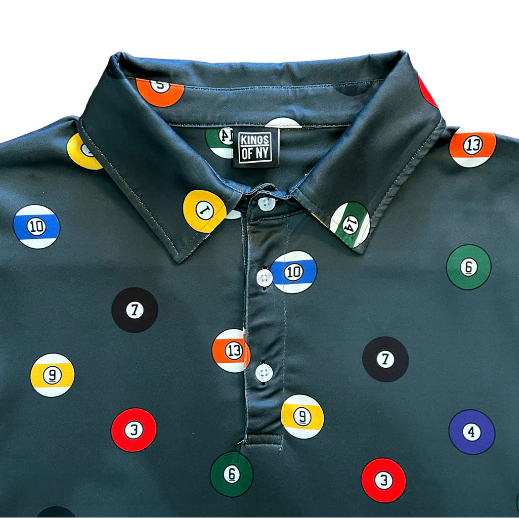 Dark Grey Billiard Balls Pool Table Men's Polo Golf Shirt Brand