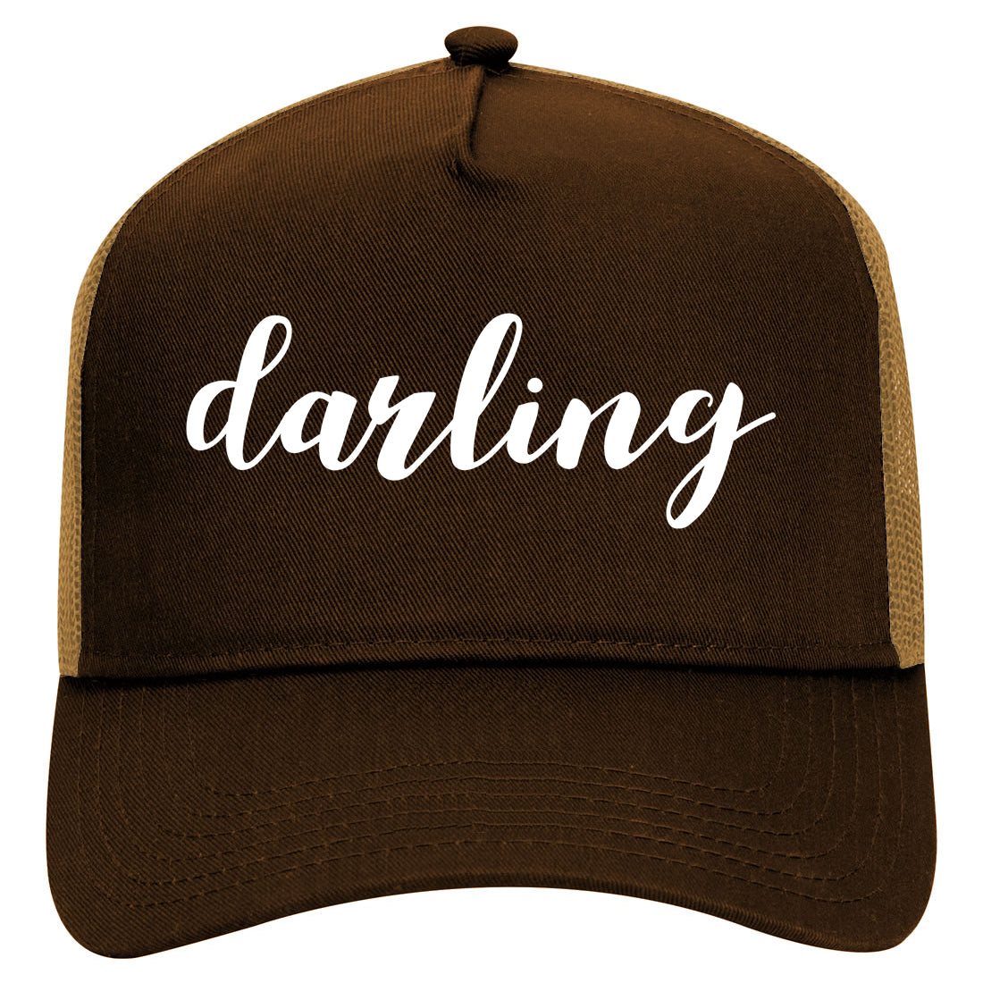 Darling Script Mens Mesh Trucker Hat Brown
