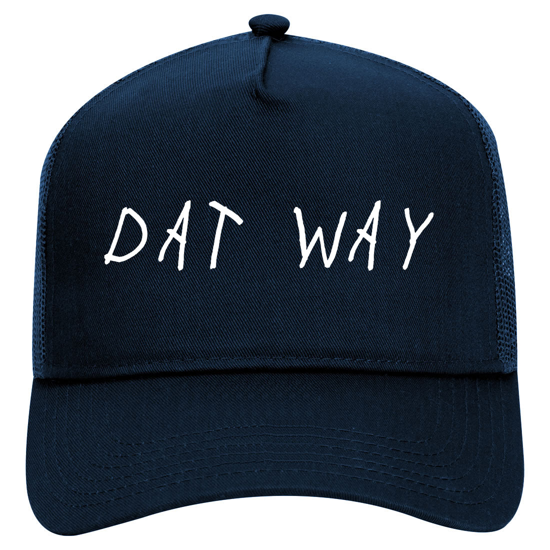 Dat Way Mens Mesh Trucker Hat Navy Blue