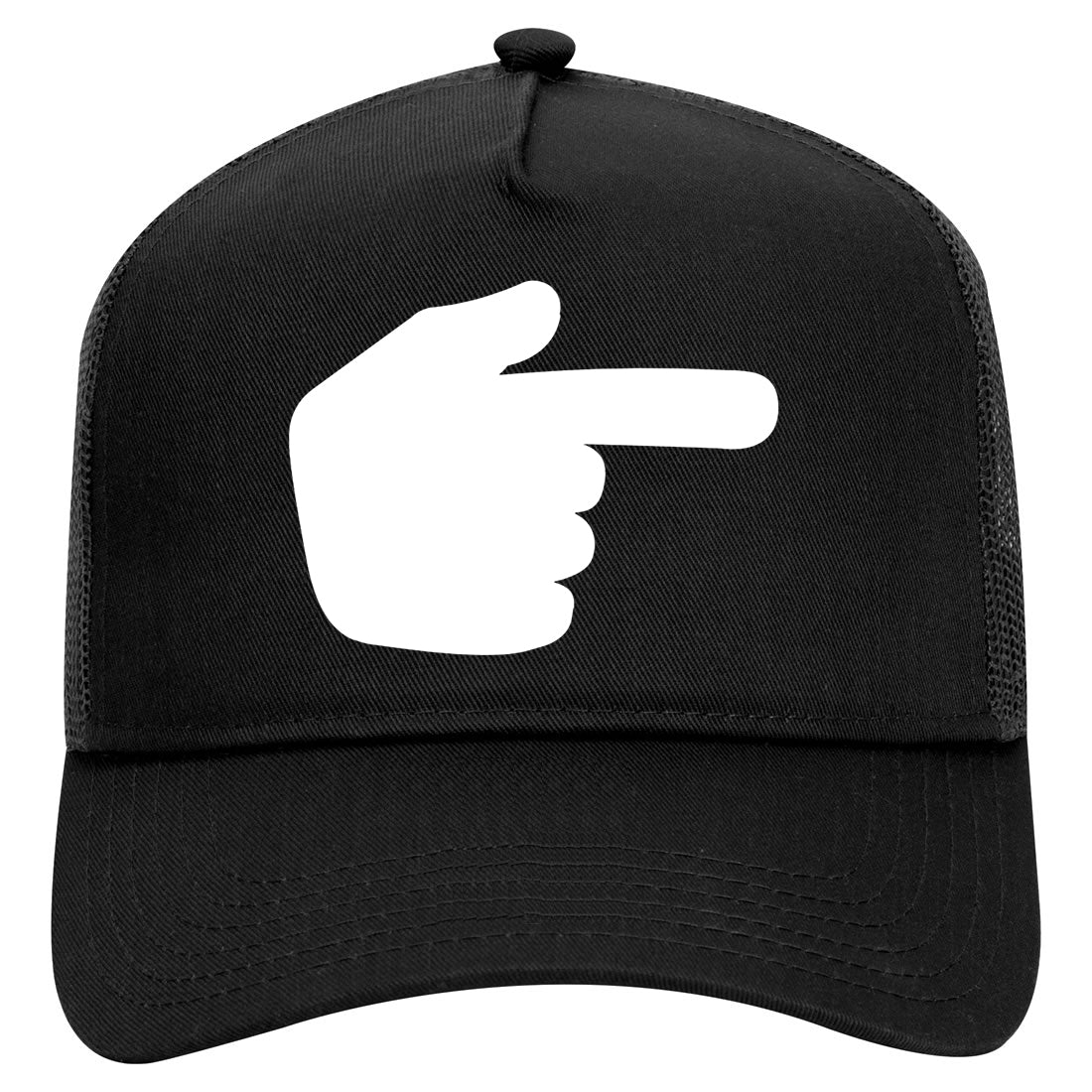 Datway Pointing Finger Symbol Mens Mesh Trucker Hat Black