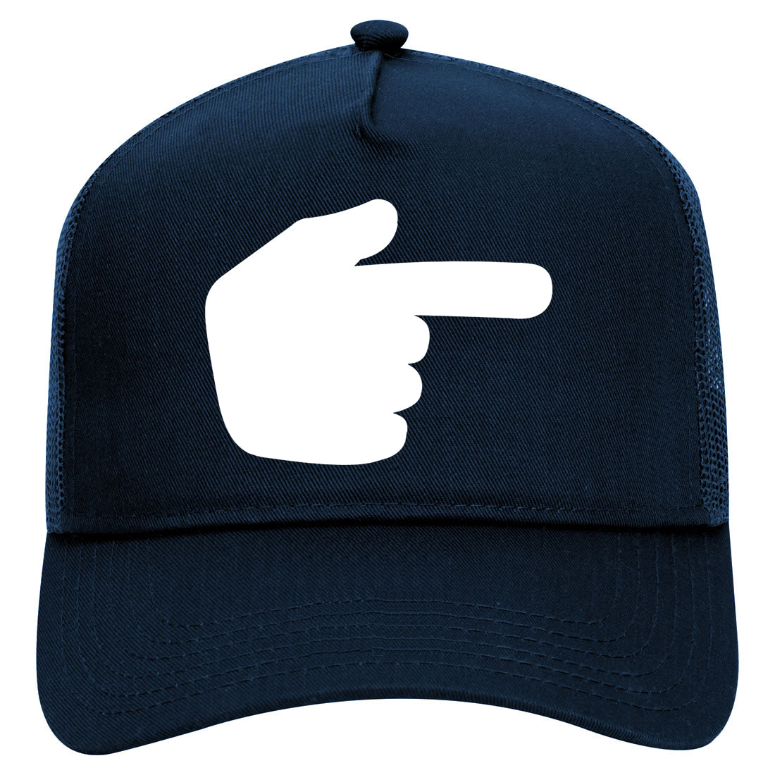 Datway Pointing Finger Symbol Mens Mesh Trucker Hat Navy Blue