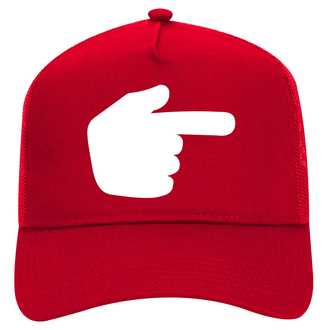 Datway Pointing Finger Symbol Mens Mesh Trucker Hat Red