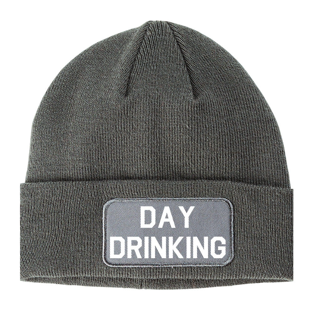 Day Drinking Winter Knit Adult Beanie Hat Grey