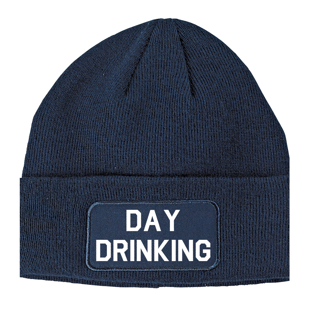 Day Drinking Winter Knit Adult Beanie Hat Navy Blue