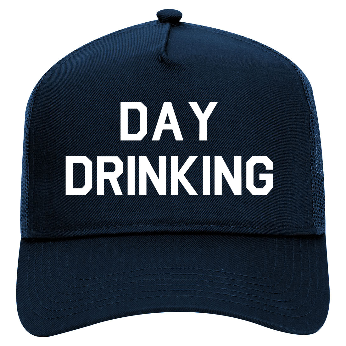 Day Drinking Mens Mesh Trucker Hat Navy Blue