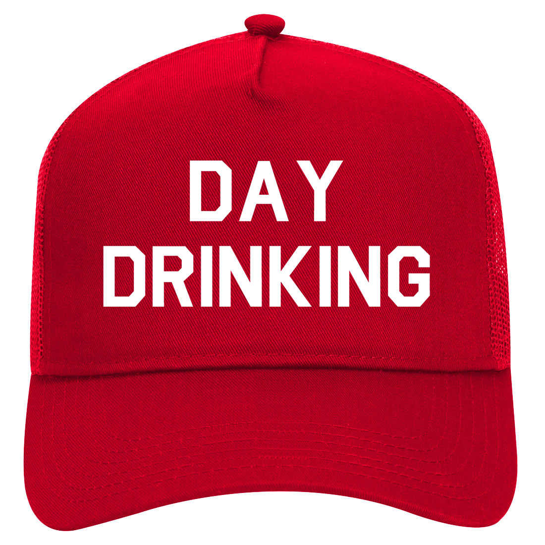 Day Drinking Mens Mesh Trucker Hat Red
